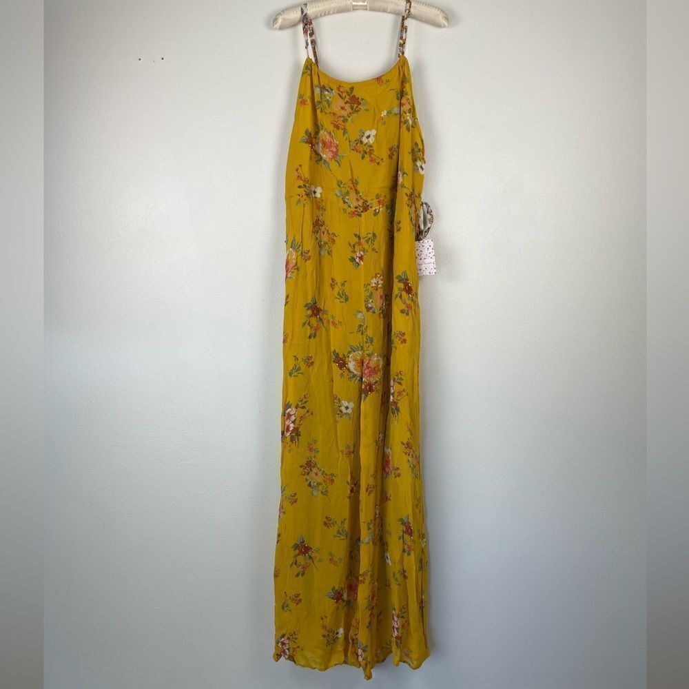 NWT Free People Floral Gold Combo Jumpsuit Size L